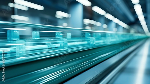 Futuristic Automated Production Line in Action Inside a Modern Manufacturing Facility
