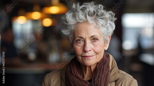 an older woman with short gray hair, Captured with the Canon EOS 5D Mark IV DSLR in High-Resolution 8K --ar 16:9 --v 5.2 Job ID: 43e6be97-977c-46e6-9db6-1fa624c64c98