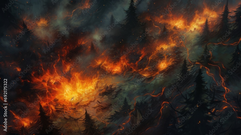 Fires in the forest. Bright blazing fire on the trees. Fires in the forest. Bright blazing fire on the trees.
