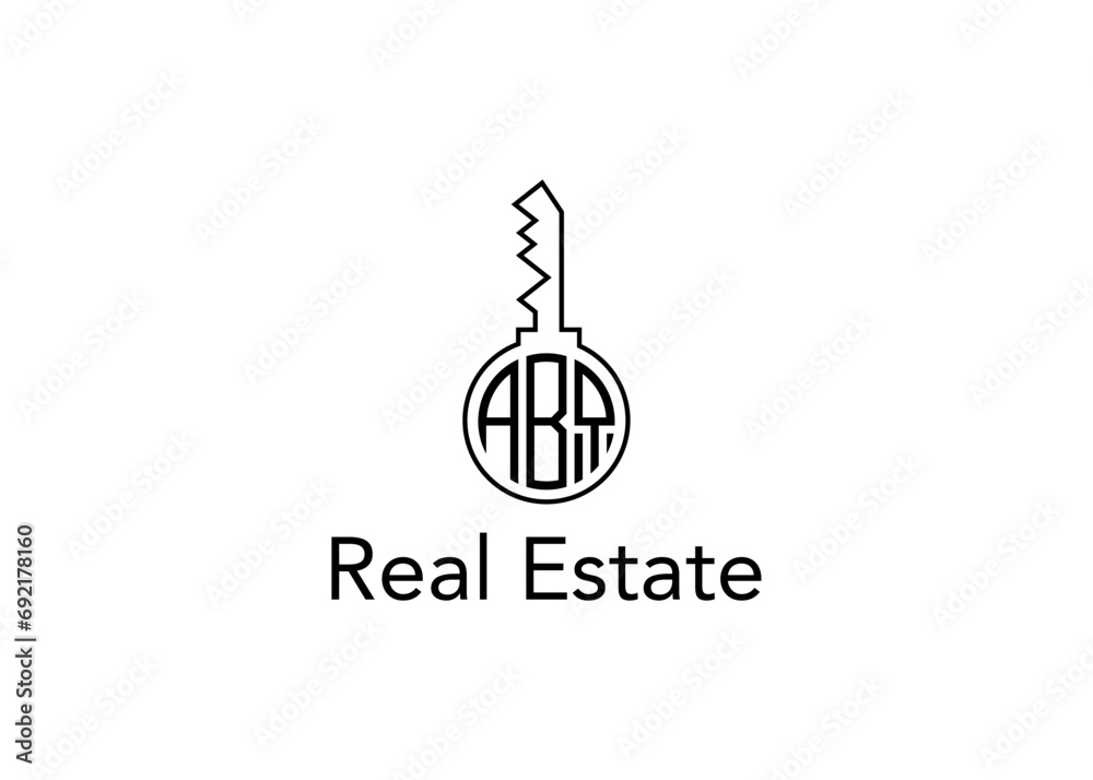 Key Real Estate Business Letter ABQ Logo Vector Illustration Stock