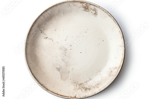 Dirty plate isolated on white background