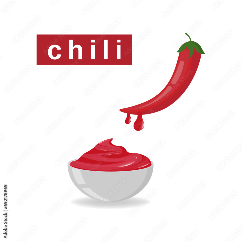 illustration. pepper, chili Sauce. Vector