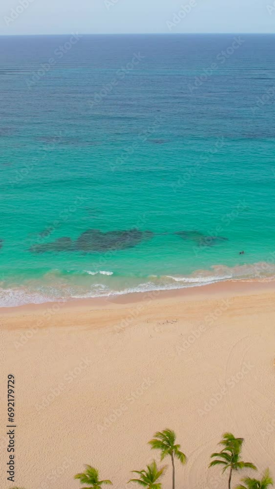 Hermosa playa del caribe con mar azul.