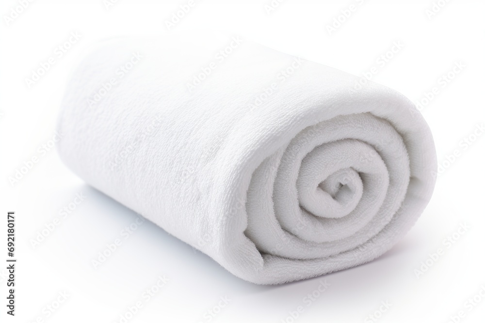 White rolled towel on white background White rolled towel on white background