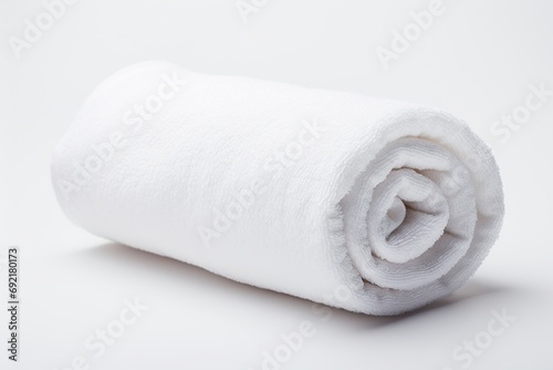 White rolled towel on white background