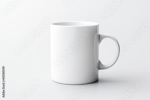 Blank cup on white background photo
