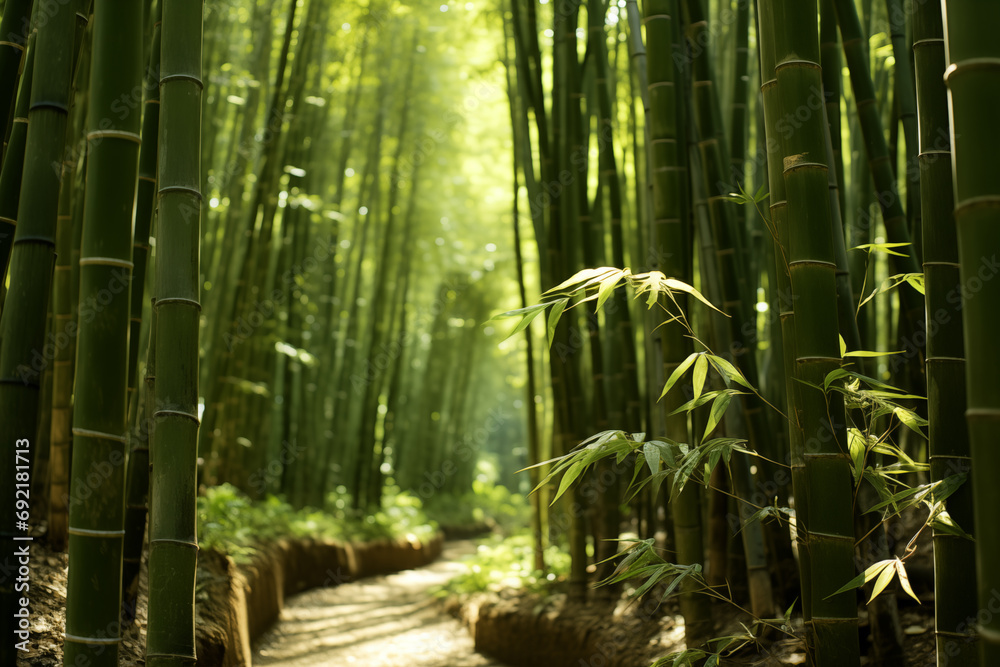 landscape of bamboo grove with path landscape of bamboo grove with path