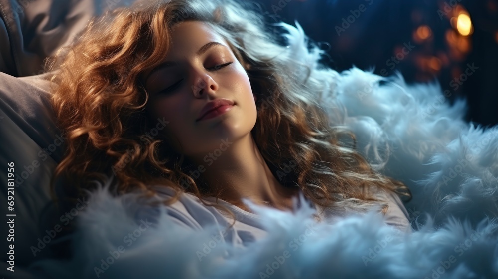 Young Woman Stretches She Wakes Goo, Background HD For Designer        