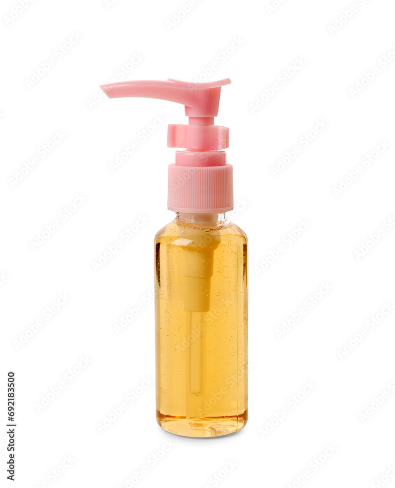 Bottle of travel cosmetic product isolated on white background Bottle of travel cosmetic product isolated on white background
