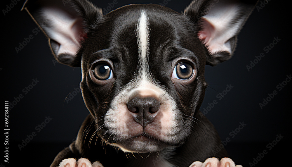Cute puppy, small and purebred, looking at camera with sadness generated by AI Cute puppy, small and purebred, looking at camera with sadness generated by AI