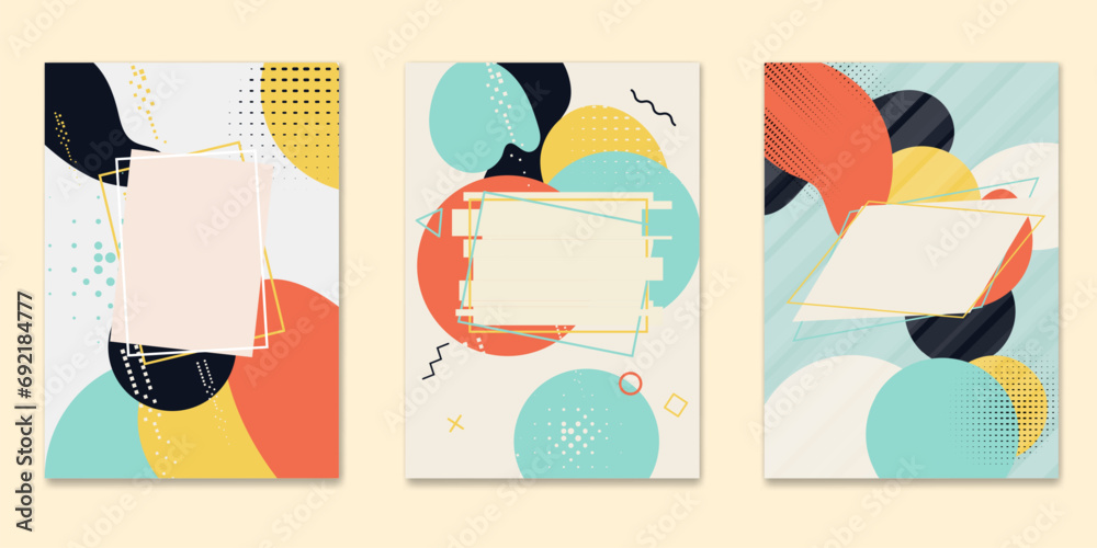 Energetic design with abstract shapes and textures for a modern, trendy look. Covers template vector set.
