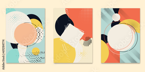 Energetic design with abstract shapes and textures for a modern, trendy look. Covers template vector set.