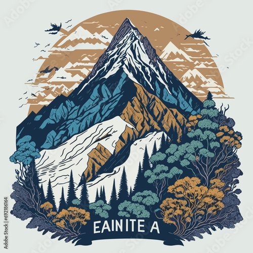 illustrations vector of An adventurer on the mountains fighting for adventure and discovering a new world