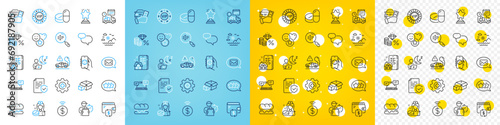 Fototapeta Naklejka Na Ścianę i Meble -  Vector icons set of Medicine, Medical drugs and Certificate line icons pack for web with Wallet, Chat message, 3d app outline icon. Money tax, Winner, Search text pictogram. Smile. Vector