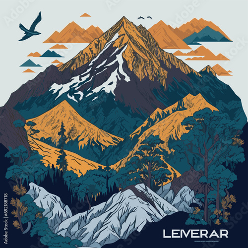 illustrations vector of An adventurer on the mountains fighting for adventure and discovering a new world