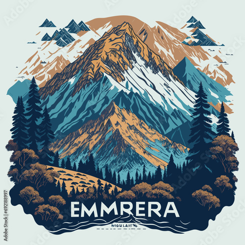 illustrations vector of An adventurer on the mountains fighting for adventure and discovering a new world