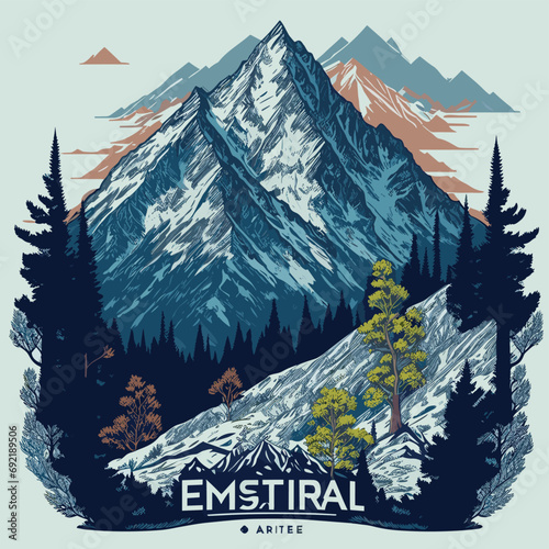 illustrations vector of An adventurer on the mountains fighting for adventure and discovering a new world