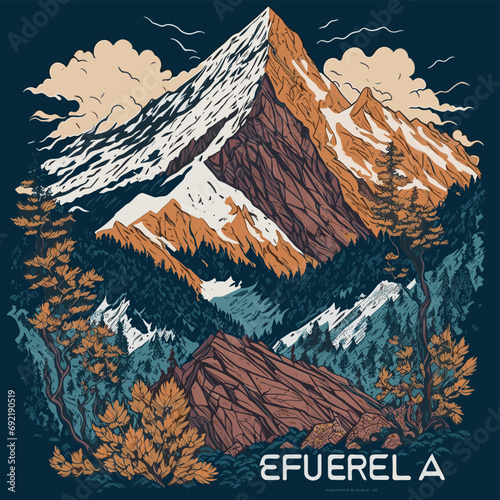 illustrations vector of An adventurer on the mountains fighting for adventure and discovering a new world