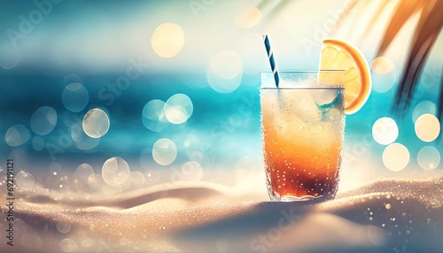 Refreshing drink by the beach photo