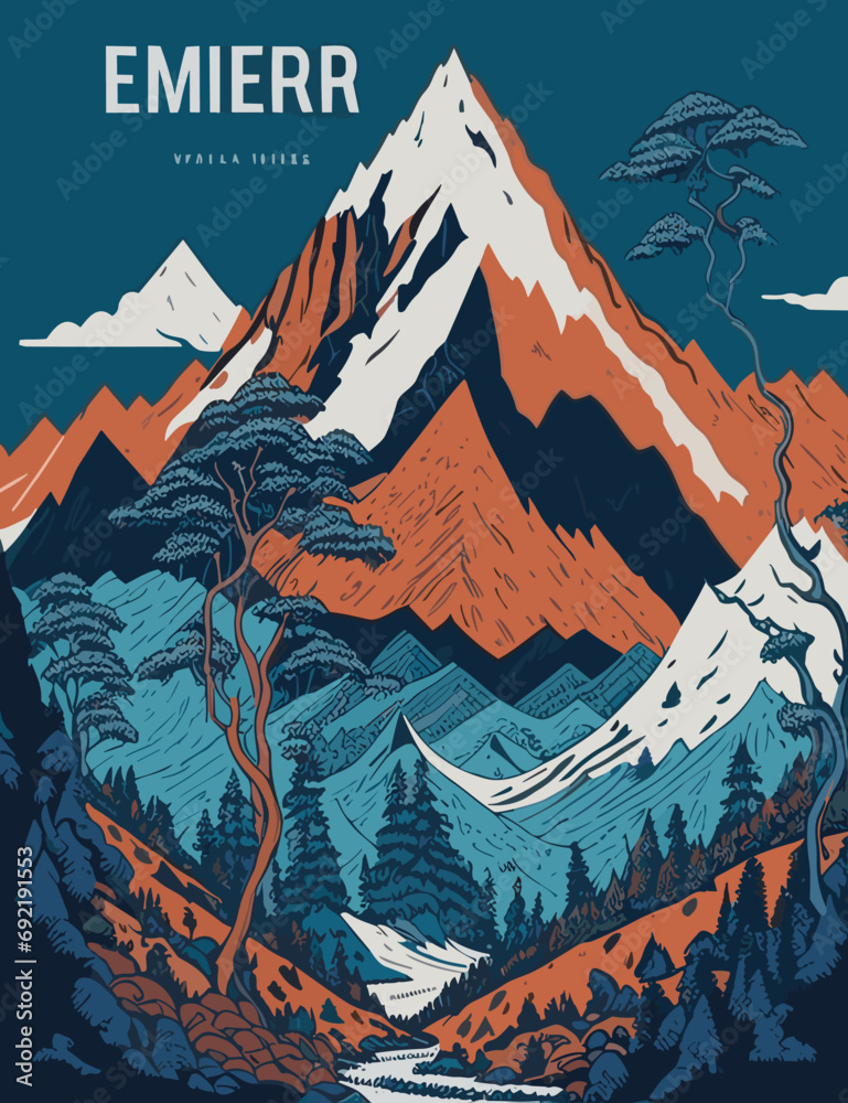 illustrations vector of An adventurer on the mountains fighting for adventure and discovering a new world
