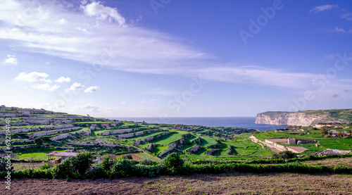 Fototapeta Naklejka Na Ścianę i Meble -  Stunning view over Sanap cliffs on Gozo, Malta