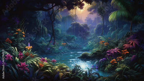 Wonderful magical forest. Video Game's Digital Artwork, Concept Illustration, Realistic Cartoon Style © Cla78