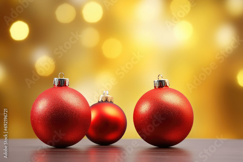Red glass balls on a Christmas background