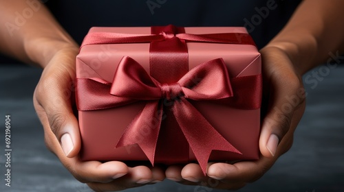 Close Man Hand Holding Red Gift , Background HD, Illustrations