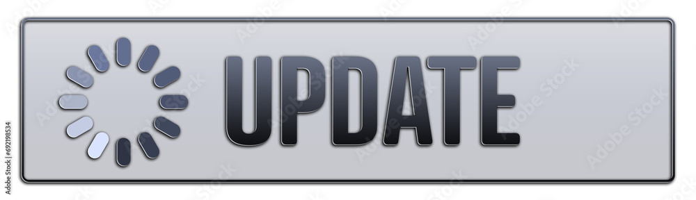 Update symbol. A grey banner with word Update. Isolated on white background. Update symbol. A grey banner with word Update. Isolated on white background.