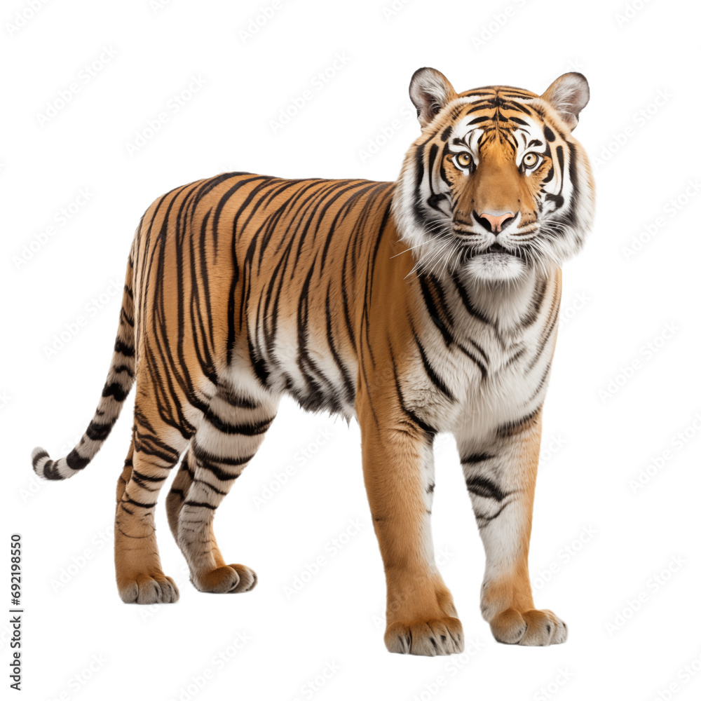 bengal tiger isolated on white. Generative ai