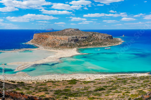 Balos bay beach and Gramvousa island, Crete, Greece