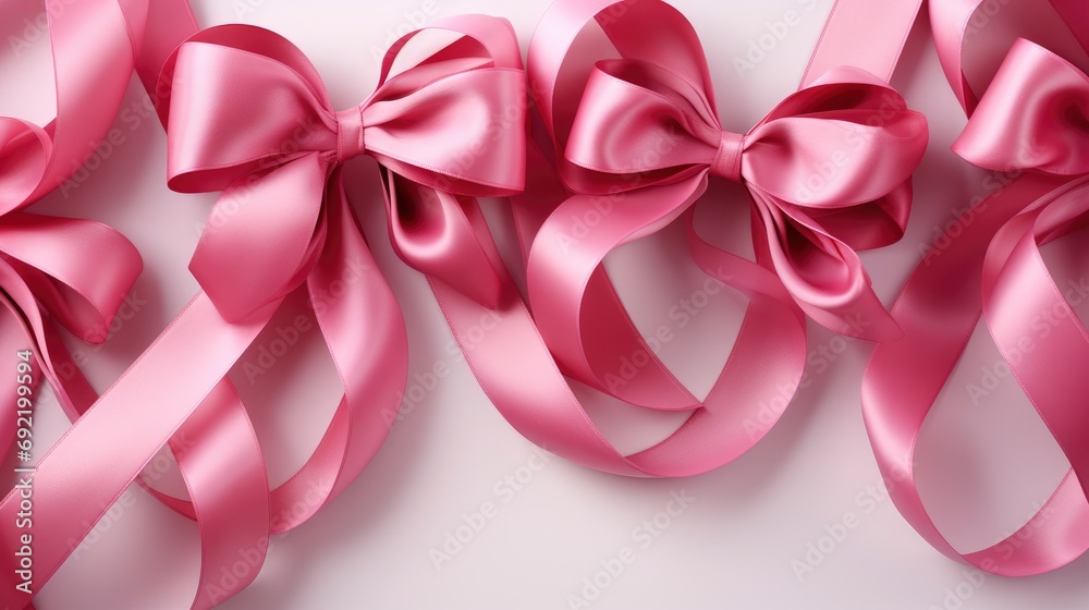Curled Pink Ribbon On White Background , Background HD, Illustrations Curled Pink Ribbon On White Background , Background HD, Illustrations