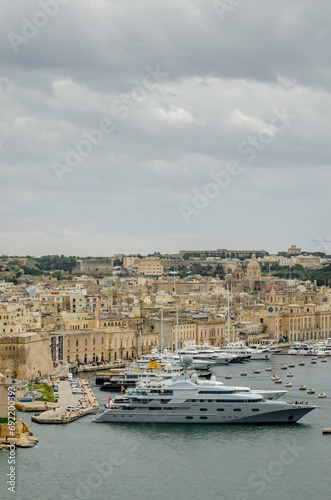Fototapeta Naklejka Na Ścianę i Meble -  The view on Vittoriosa and yachts during day, Malta