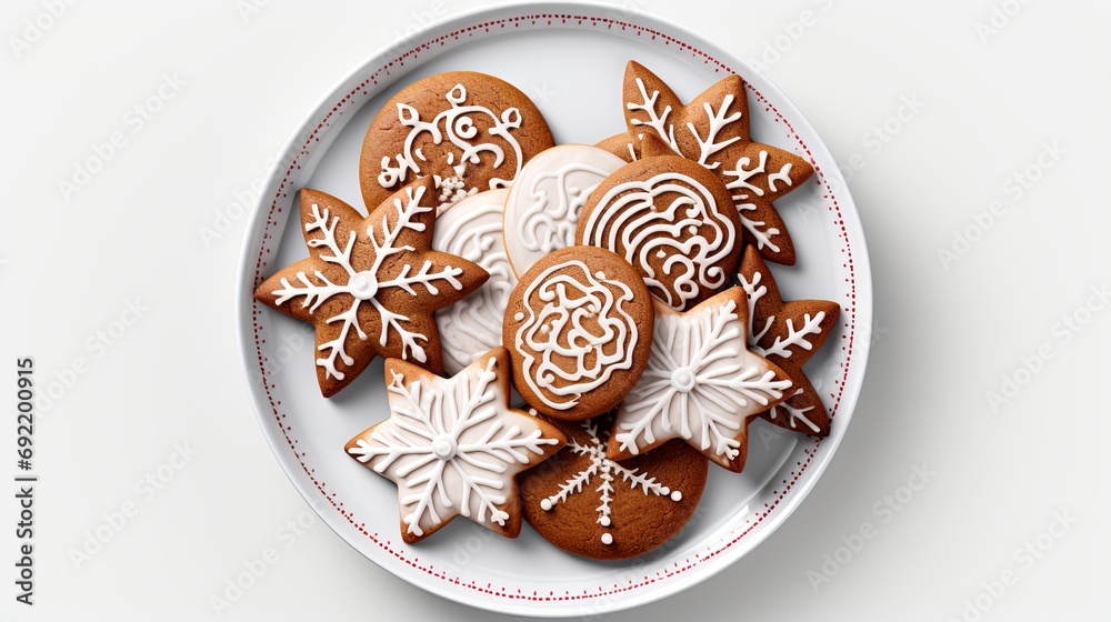 plate of holiday cookies isolated