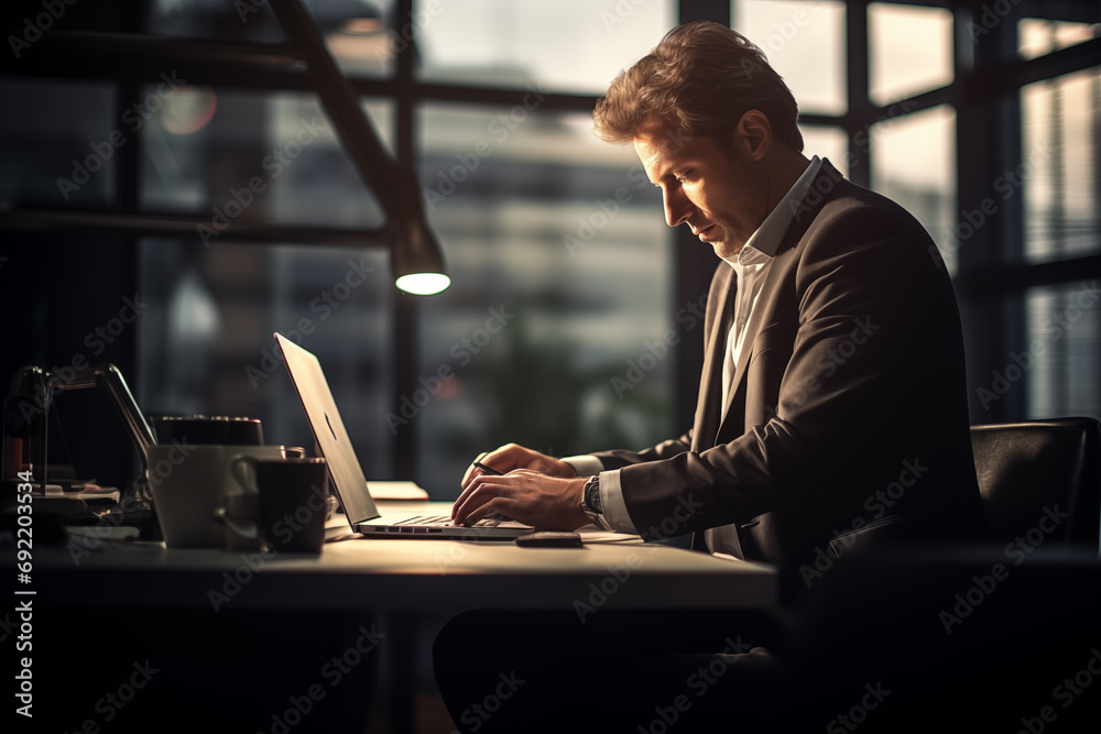 Modern businessman working in his office, generated AI Modern businessman working in his office, generated AI