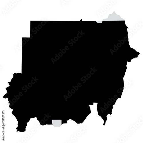 Sudan map. Map of Sudan in black color photo