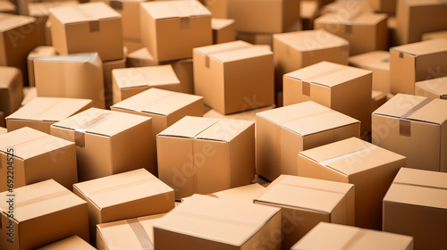 Several brown shipping cartons - created with generative AI	 photo