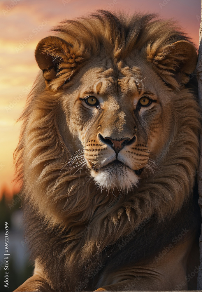 Lion, predatory animal, in natural environment, photo wallpaper