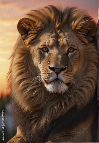 Lion  predatory animal  in natural environment  photo wallpaper