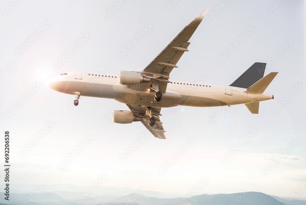 Airplane at altitude, air travel in the sky