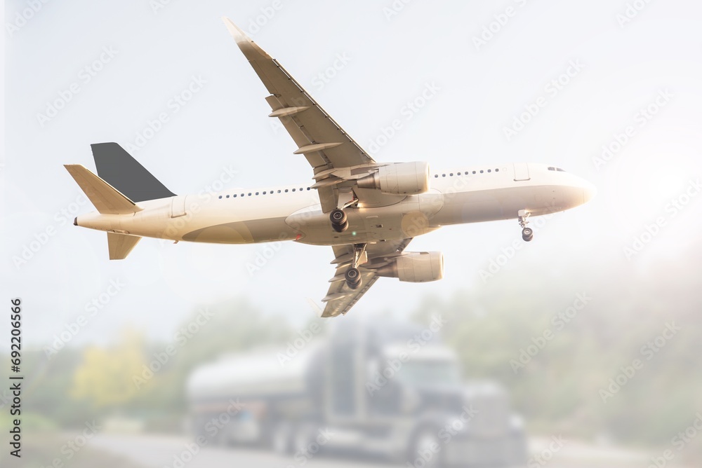 Airplane at altitude, air travel in the sky