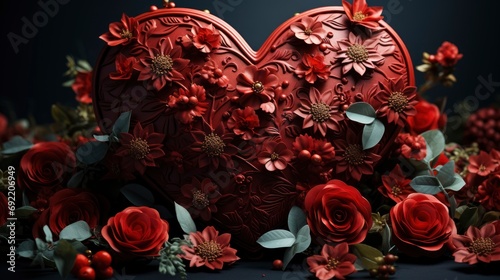 Heartshaped Red Box Flowers , Background HD, Illustrations