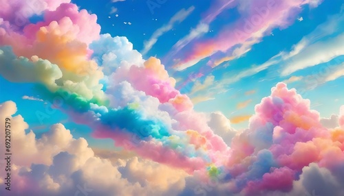generative ai バブルガムのような色とりどりな雲が広がる夢幻的な空 photo
