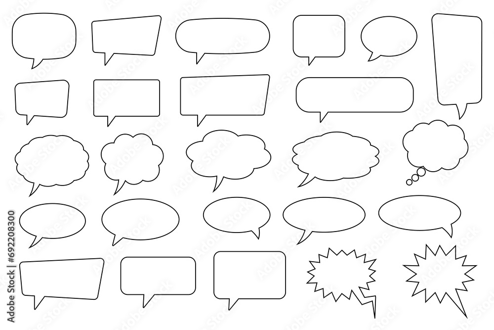 Speech bubble, speech balloon, chat bubble line art vector icon for apps and websites. Speech bubble, speech balloon, chat bubble line art vector icon for apps and websites.