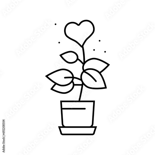 plant heart grow line icon vector. plant heart grow sign. isolated contour symbol black illustration