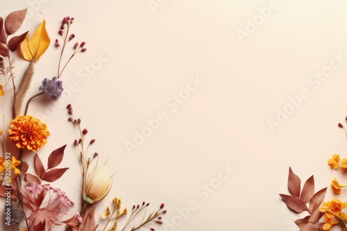 A picture of flowers and leaves arranged on a white surface. Perfect for botanical or nature-themed projects