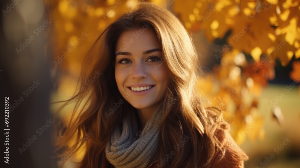 A beautiful young woman standing under a tree. Can be used to depict nature, tranquility, or solitude A beautiful young woman standing under a tree. Can be used to depict nature, tranquility, or solitude