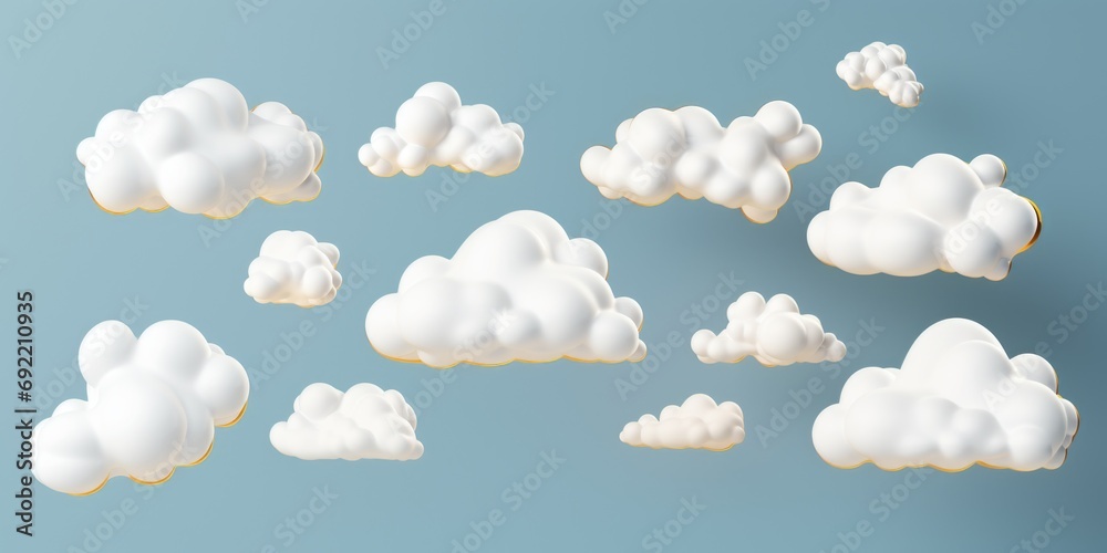 White clouds floating in the air, perfect for nature or weather-related projects White clouds floating in the air, perfect for nature or weather-related projects