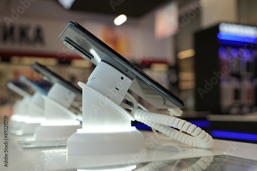 Smartphones is sold at mobile phones store.