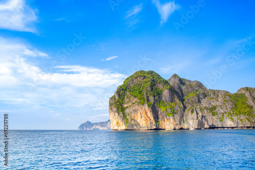 Beautiful tropical landscape of the Maya Bay in the Phi Phi Islands in Thailand